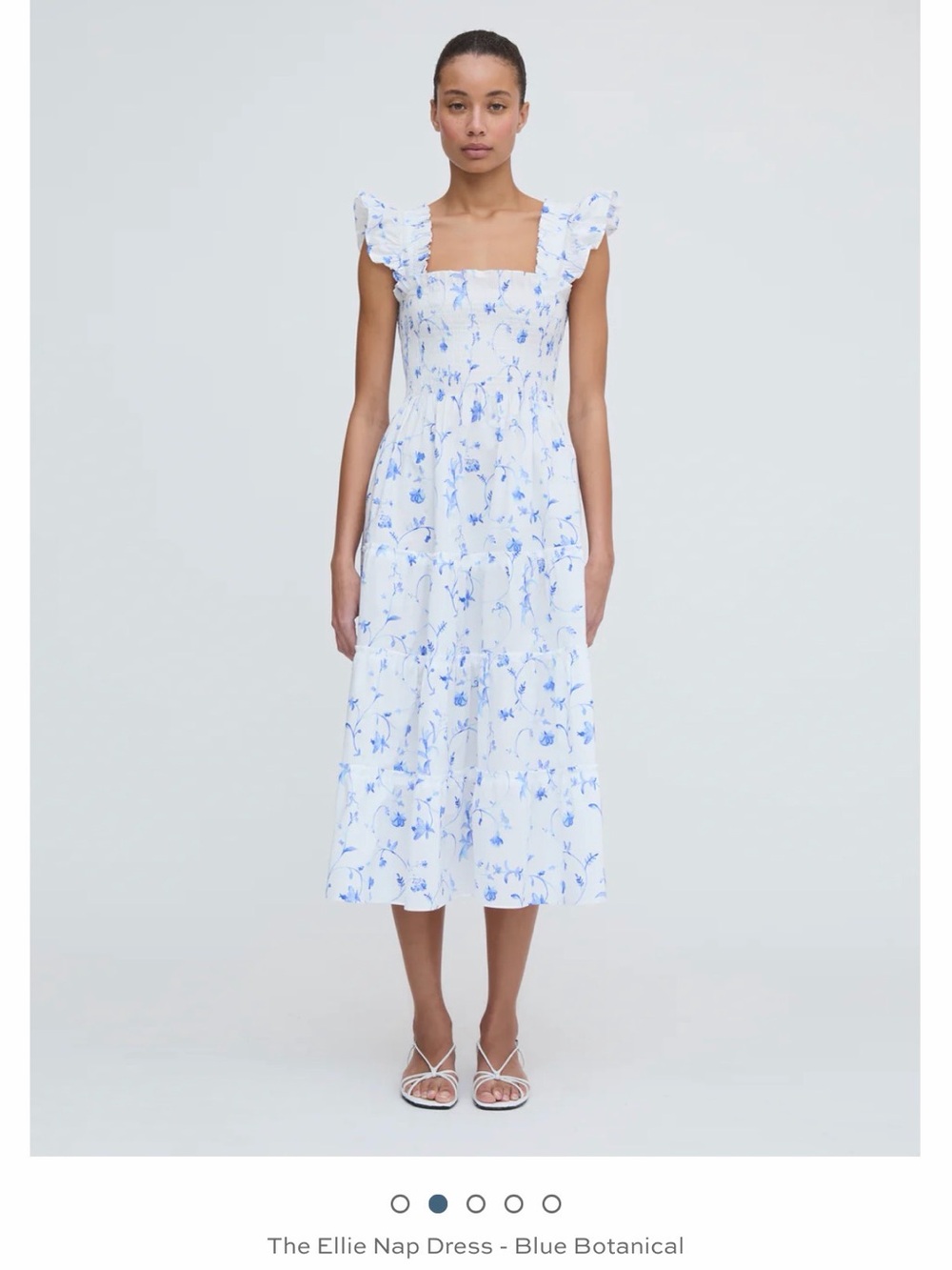 Hill House White Maxi Dress with Blue Floral Print